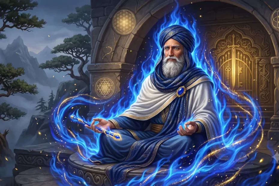 El Maestro Morya envuelto en la Llama Azul